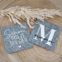 2 Stück Filzuntersetzer Grau in Rund Oder Eckig Mit M Mama Und Spruch P Papa von jusydesignstudio