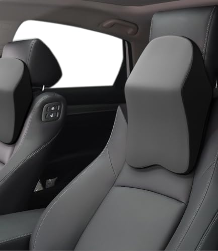 jutyum Auto Nackenkissen Kopfstütze, Memory Foam Kopfstütze Auto, Komfortabel und Atmungsaktiv Auto Kissen, Abnehmbarer Abdeckung (Schwarzes Grau) von jutyum
