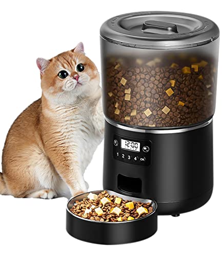 Futterautomat Katze 4L, Futterautomat für Haustiere, Futterautomat Hund, bis zu 9 Portionen/4 Mahlzeiten pro Tag, Anti-Clog & Duale Stromversorgung Katzenfutter Automat mit Katzennapf und Timer Futterautomat Katze 4L, Futterautomat für Haustiere, Futterautomat Hund, bis zu 9 Portionen/4 Mahlzeiten pro Tag, Anti-Clog & Duale Stromversorgung Katzenfutter Automat mit Katzennapf und Timer von jutyum