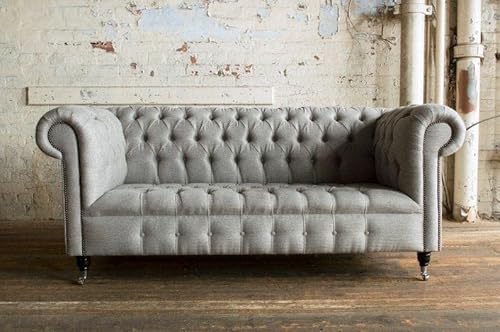 jvmoebel Edle Möbel Wohnzimmer Couch Leder Sofa Polster Chesterfield Graue 3 Sitzer Neu von jvmoebel