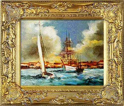 jvmoebel Gemälde Ölbild Bild Ölbilder Rahmen Bilder Seefahrt Schiffe Meer Ölgemälde 05699 von jvmoebel
