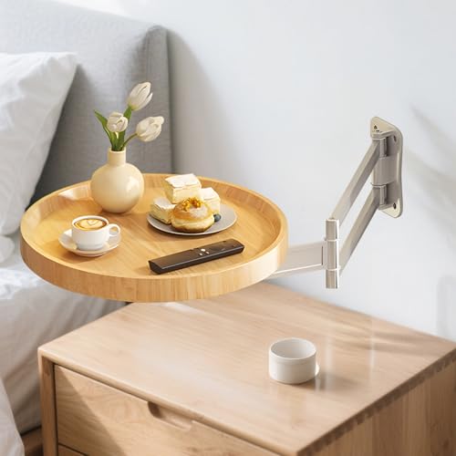 jvsufuik Klapptisch zur Wandmontage, 30 x 40 cm, Aluminiumlegierung, um 180 Grad drehbar, zusammenklappbarer Schreibtisch für kleine Räume (Original-Holz) von jvsufuik