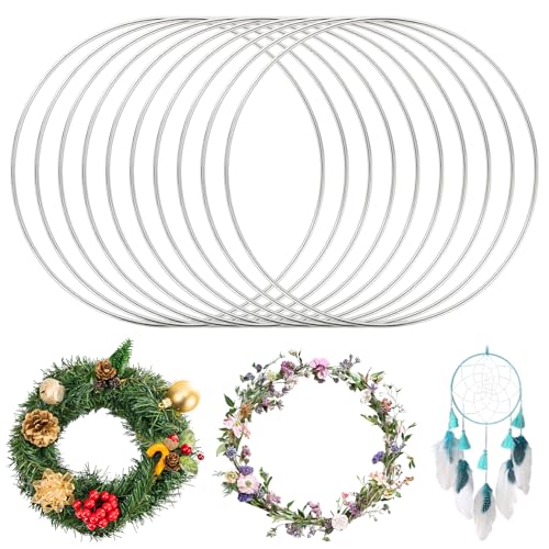10 Stück 20cm Metallringe zum Basteln, Silberne Metallring Deko Ring, Starke Metallringe zum Aufhängen für Heimdekoration, Wandbehang, Traumfänger, DIY-Girlanden 10 Stück 20cm Metallringe zum Basteln, Silberne Metallring Deko Ring, Starke Metallringe zum Aufhängen für Heimdekoration, Wandbehang, Traumfänger, DIY-Girlanden von jwogngls