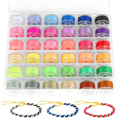 36 Rollen Gewachster Schnur, 36 Farben Polyester Faden, 0,55mmX10m Garn mit Box, Gewachste Baumwollschnur zum Armbänder Knüpfen, Handnähen, Maschinennähen 36 Rollen Gewachster Schnur, 36 Farben Polyester Faden, 0,55mmX10m Garn mit Box, Gewachste Baumwollschnur zum Armbänder Knüpfen, Handnähen, Maschinennähen von jwogngls