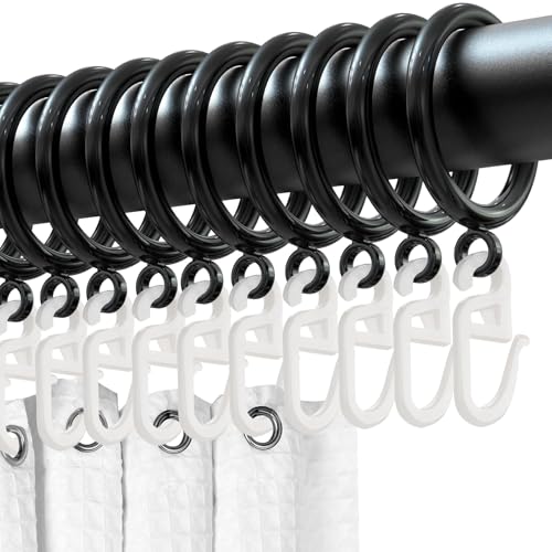 jwtyu 100 Stück Gardinenringe mit Haken Vorhanghaken Gardinen Ringe für Stange Vorhänge Duschvorhänge Vorhang Ringe Innendurchmesser 32mm Haken Länge 30mm von jwtyu