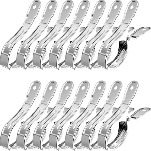 jwtyu 14 Stück 12cm Edelstahl Strandhandtuch Clips Große Klammern für Strandtücher Alltagskleidung Strandliegen Strandhandtuch Badetuch Teppich von jwtyu