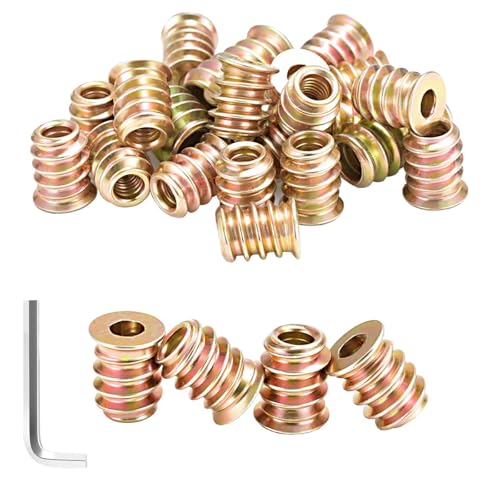 jwtyu 45 Stück Einschraubmutter M4x10mm Einschraubmuffen M4 Verzinkte Rampamuffe mit Schraubenschlüssel Innensechskant Gewindeeinsatz Holz für Faserplatten Sperrholz und Holzmöbel von jwtyu