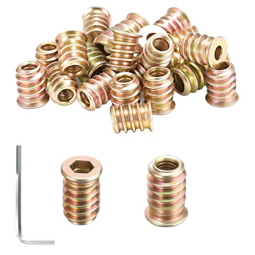 jwtyu 45 Stück Einschraubmutter M6x18mm Einschraubmuffen M6 Verzinkte Rampamuffe mit Schraubenschlüssel Innensechskant Gewindeeinsatz Holz für Faserplatten Sperrholz und Holzmöbel von jwtyu