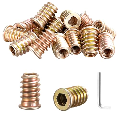jwtyu 45 Stück Einschraubmutter M8x15mm Einschraubmuffen M8 Verzinkte Rampamuffe mit Schraubenschlüssel Innensechskant Gewindeeinsatz Holz für Faserplatten Sperrholz und Holzmöbel von jwtyu