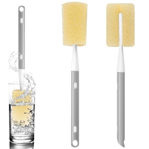 jwtyu Flaschenbürste Schwamm 2 Stück Flaschenschwamm Reinigungsbürste Pinsellänge 29 Bis 38cm Waben Schwammbürste Für Flaschen Gläser Karaffen Kessel Weingläser Teller Schüssel von jwtyu