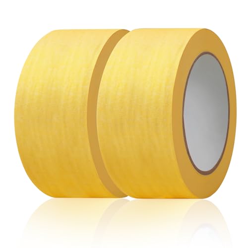 jwtyu Malerkrepp 2 Rollen Jede Rolle 5 cm × 50 m Goldenes Kreppband Geeignet für Malerarbeiten Renovierungen Lackierungen und Bastelarbeiten als Malerband von jwtyu
