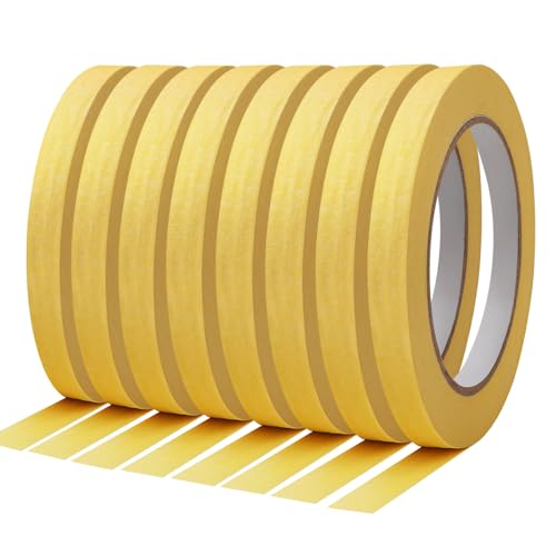 jwtyu Malerkrepp 8 Rollen Jede Rolle 1.2 cm × 50 m Goldenes Kreppband Geeignet für Malerarbeiten Renovierungen Lackierungen und Bastelarbeiten als Malerband von jwtyu