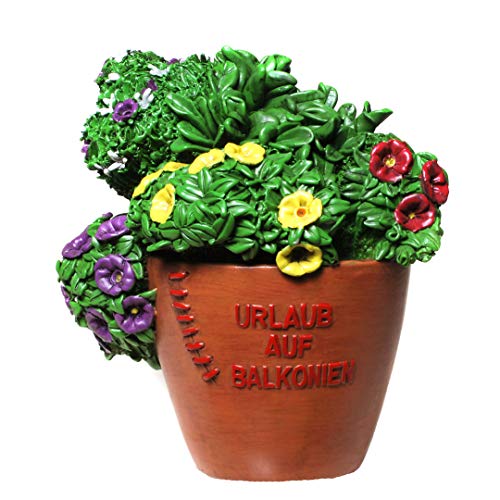 k/A Spardose Blumentopf Urlaub auf Balkonien, ca. 15,5 x 14,5 cm von k/A