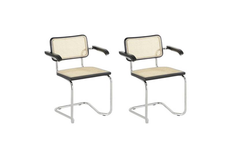 k-hometrends Freischwinger Modernes Schwingstuhl Set KALEO, Wohnzimmerstühle (2er Set), Wiener Geflecht von k-hometrends
