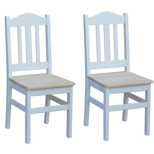 k koma 2er Set Esszimmerstühle aus Massivholz – Kiefer – Weißes Gestell & Naturholz-Sitzfläche – Skandinavischer Stil – Küchen- & Wohnzimmerstühle von k koma