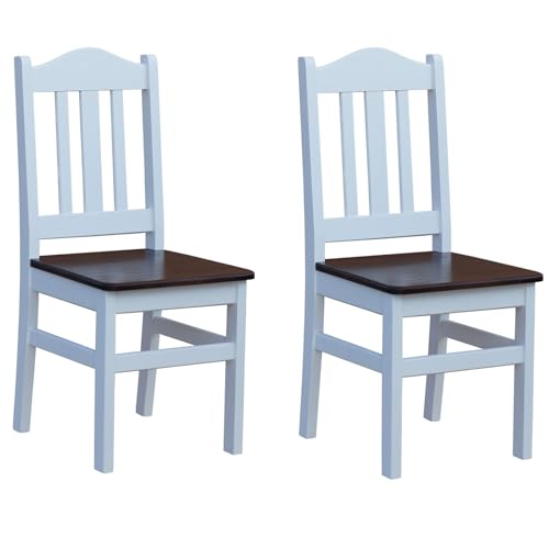 k koma 2er Set Esszimmerstühle aus Massivholz – Kiefer – Weißes Gestell & Sitzfläche in Nuss Farbe– Skandinavischer Stil – Küchen- & Wohnzimmerstühle von k koma