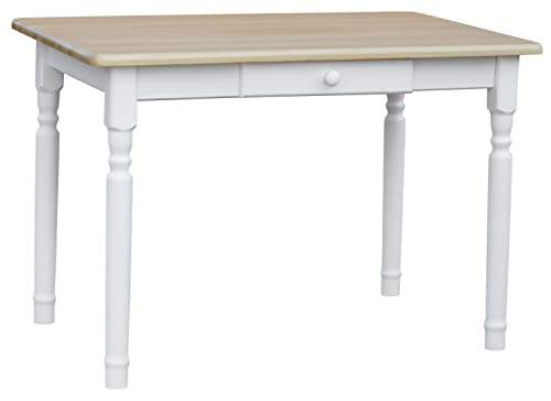 k koma Esstisch Küchentisch Tisch MASSIV Kiefer weiß Honig MIT SCHUBLADE - NEU Kiefer Lackiert (80 x 100) von k koma