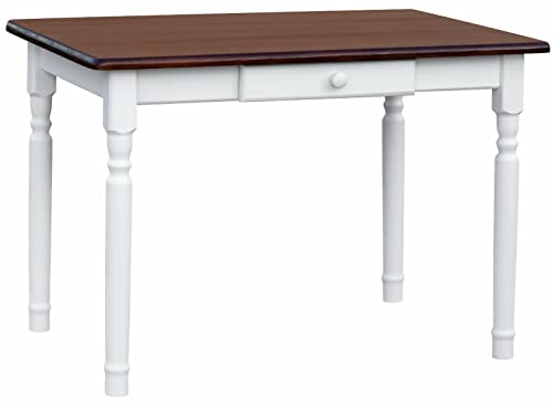 k koma Esstisch Küchentisch Tisch MASSIV Kiefer weiß Honig MIT SCHUBLADE - NEU Nuss (50 x 50) von k koma