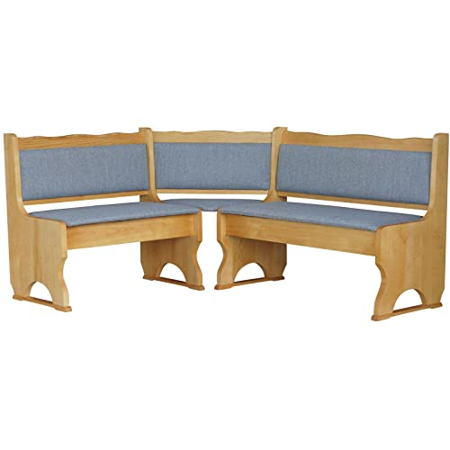 Polster Eckbank Kiefer Holz, Alder Farbe mit Polsterung Grau MASSIVHOLZ NEU Grau Hell (140 x 180) von k koma