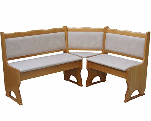 k koma Polster Eckbank Kiefer Holz, Alder Farbe mit Polsterung MASSIVHOLZ - NEU ÖKOLEDER BEIGE II (180 x 200) von k koma