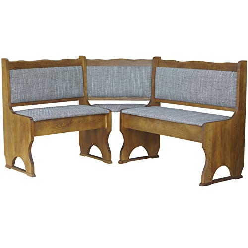 k koma Polster-Eckbank aus Kiefernholz in Eichenfarbe mit Polsterung, Massivholz – Neu, Beige (100 x 120 cm) von k koma