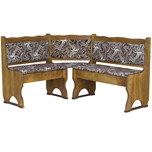 k koma Eckbank Blume DUNKEL 140 x 160 cm – Massivholz Kiefer, gepolstert, Farbe Eiche – Esszimmerbank NEU von k koma