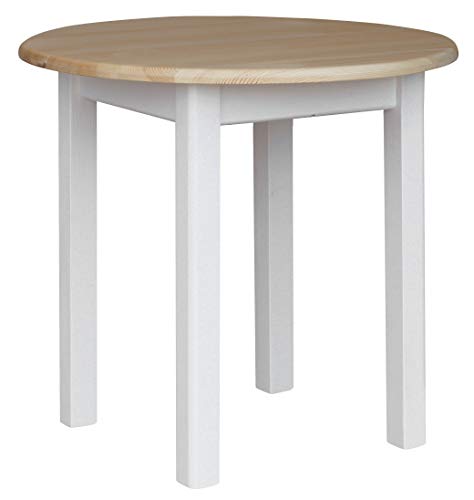 k koma Runder Kiefer Tisch 90cm Esstisch Holz Küchentisch massiv weiß Honig Landhausstil (Kiefer LACKIERT) von k koma
