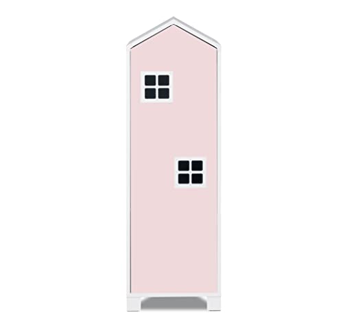 KONSIMO MIRUM Kinderzimmer Möbel 40x126x45cm - Kindermöbel - Kleiderschrank - Pink Schrank für Kinderzimmer - Hausförmiges Möbelstück - Bücherregal für Mädchen und Jungen von k. konsimo.