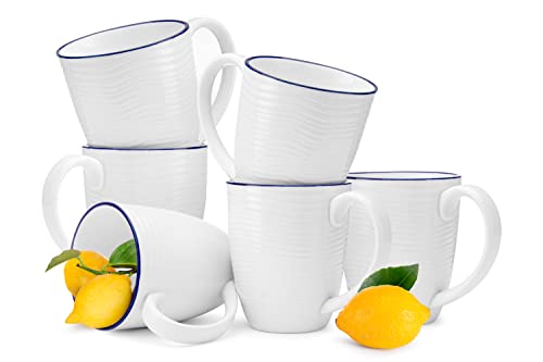 Konsimo Becher Set für 6 Personen aus Hartporzellan - 6er Set - KROG Teetassen - Kaffeetasse 700 ml (6-tlg) - Blau von k. konsimo.