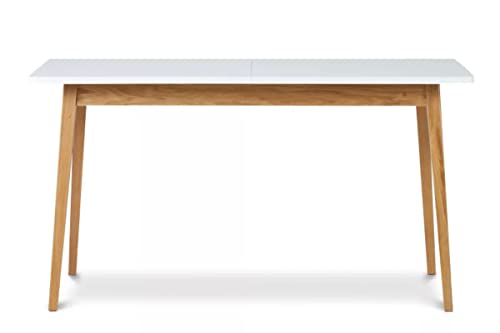 Konsimo Frisk Kollektion Ausziehbarer Küchentisch 75x140-180x80cm - Weiß Esstisch im Skandinavischen Stil - Wohnzimmertisch - Tischbeine aus Massivholz - Robust Hochwertiger Tisch von k. konsimo.
