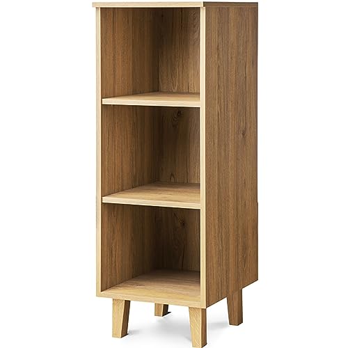 Konsimo Frisk Kollektion Regal - Braun Bücherregal im Skandinavischen Stil - Standregal für Wohnzimmer oder Schlafzimmer - Robust Regal Holz 40x117x46cm - Bücherschrank mit Holzbeinen von k. konsimo.