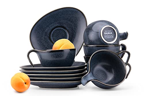 Konsimo Kaffeetassen Set für 6 Personen aus Hartporzellan - 6er Set - TIME BLACK Teetassen - Kaffeetasse 150 ml (12-tlg) - Schwarz von k. konsimo.