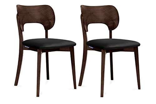 Konsimo LYCO Esszimmerstühle Set 2 Stühle - Modern Holzstuhl 80,5x47cm - Küchenstühle - Stuhl Esszimmer, Küche, Wohnzimmer - Universal Esstisch Stühle mit Weicher Polsterung - Schwarz/Dunkler Nussbaum von k. konsimo.
