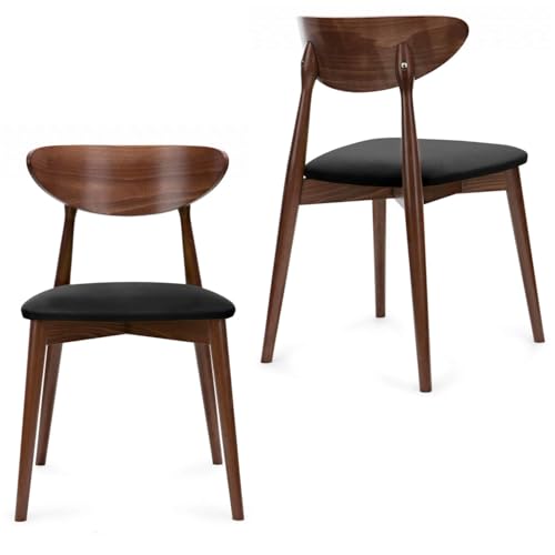 Konsimo LYCO Esszimmerstühle Set 2 Stühle - Modern Holzstuhl 80,5x47cm - Küchenstühle - Stuhl Esszimmer, Küche, Wohnzimmer - Universal Esstisch Stühle mit Weicher Polsterung - Schwarz/Dunkler Nussbaum von k. konsimo.