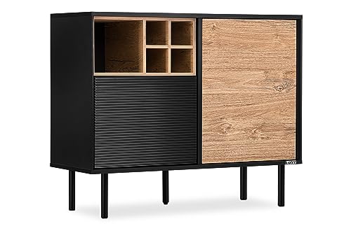 Konsimo Lofty Kommode mit Regalen 101,5x83x41 cm - Kommode für das Wohnzimmer oder Schlafzimmer - Kommode Schwarz aus Holz - Sideboard mit Rillen - Komodenschrank - Version 08 von k. konsimo.