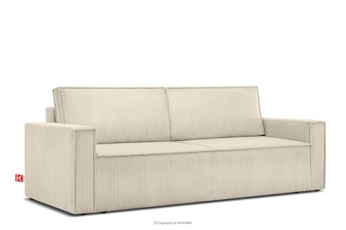 Konsimo Napi Sofa - Schlafsofa - Sofa mit Schlaffunktion - Schlafsofa mit Bettkasten - Couch - Couch mit Schlaffunktion - Sofabett mit abnehmbaren Kissen - Bettsofa - 228 cm - Cremige von k. konsimo.