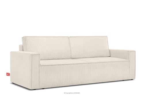 Konsimo Napi Sofa - Schlafsofa - Sofa mit Schlaffunktion - Schlafsofa mit Bettkasten - Couch - Couch mit Schlaffunktion - Sofabett mit abnehmbaren Kissen - Bettsofa - 228 cm - Ecru von k. konsimo.