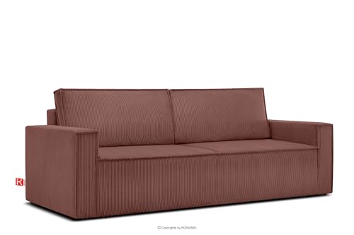 Konsimo Napi Sofa - Schlafsofa - Sofa mit Schlaffunktion - Schlafsofa mit Bettkasten - Couch - Couch mit Schlaffunktion - Sofabett mit abnehmbaren Kissen - Bettsofa - 228 cm - Rose von k. konsimo.