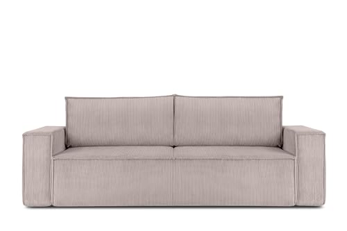 Konsimo Napi Sofa - Schlafsofa - Sofa mit Schlaffunktion - Schlafsofa mit Bettkasten - Couch - Couch mit Schlaffunktion - Sofabett mit abnehmbaren Kissen - Bettsofa - 244 cm - Beige von k. konsimo.