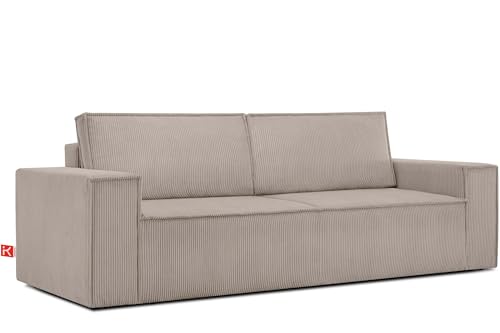 Konsimo Napi Sofa - Schlafsofa - Sofa mit Schlaffunktion - Schlafsofa mit Bettkasten - Couch - Couch mit Schlaffunktion - Sofabett mit abnehmbaren Kissen - Bettsofa - 244 cm - Beige von k. konsimo.