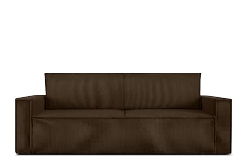Konsimo Napi Sofa - Schlafsofa - Sofa mit Schlaffunktion - Schlafsofa mit Bettkasten - Couch - Couch mit Schlaffunktion - Sofabett mit abnehmbaren Kissen - Bettsofa - 244 cm - Dunkelbraun von k. konsimo.