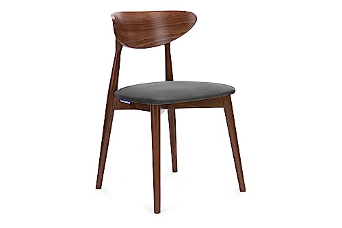 Konsimo Rabi Esszimmerstühle - Modern Holzstuhl 79x45x47cm - Küchenstühle - Stuhl Esszimmer, Küche, Wohnzimmer - Universal Esstisch Stühle mit Weicher Polsterung - Grau/Mittlere Walnuss von k. konsimo.