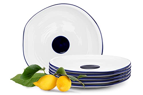 Konsimo Tellerset für 6 Personen - 6er Set Kuchenteller - Dessertteller aus Hartporzellan - KROG Moderne Handgefertigt Teller - 30 cm - Blau von k. konsimo.
