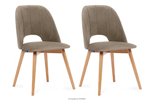 Konsimo Tino 2 Esszimmerstühle Set – Modern Holzstuhl 86x48x44cm – Küchenstühle - Stuhl Esszimmer, Küche, Wohnzimmer - Universal Esstisch Stühle mit Weicher Polsterung - Beige von k. konsimo.