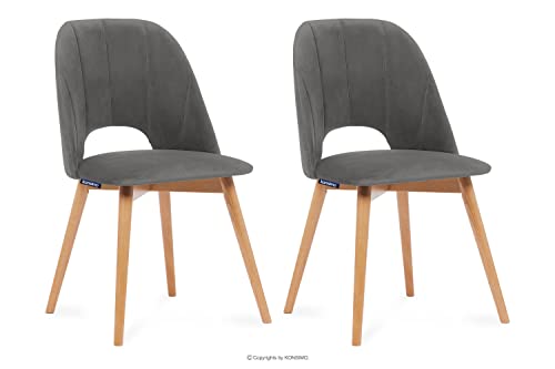 Konsimo Tino 2 Esszimmerstühle Set – Modern Holzstuhl 86x48x44cm – Küchenstühle - Stuhl Esszimmer, Küche, Wohnzimmer - Universal Esstisch Stühle mit Weicher Polsterung - Grau von k. konsimo.