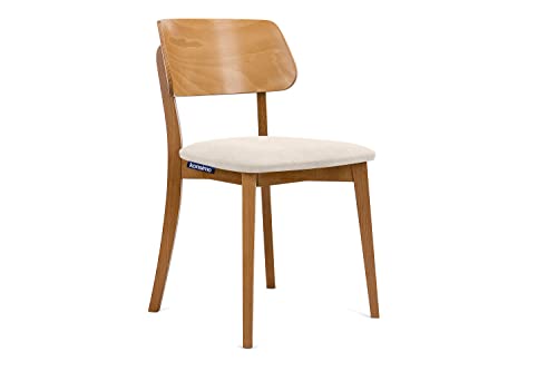 Konsimo Vinis Esszimmerstühle - Modern Holzstuhl 80,5x45x47cm - Küchenstühle - Stuhl Esszimmer, Küche, Wohnzimmer - Universal Esstisch Stühle mit Weicher Polsterung - Creme/Eiche Hell von k. konsimo.