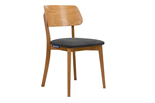 Konsimo Vinis Esszimmerstühle - Modern Holzstuhl 80,5x45x47cm - Küchenstühle - Stuhl Esszimmer, Küche, Wohnzimmer - Universal Esstisch Stühle mit Weicher Polsterung - Graphit/Eiche Hell von k. konsimo.