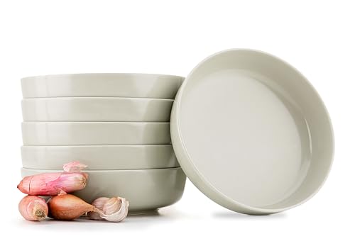 Konsimo. Elegant Suppenteller Set 6er - Schale aus Keramik - Pastateller und Tiefteller für 6 Personen - VICTO Salatteller Mikrowellengeeignet - 18,5 cm - Beige von k. konsimo.