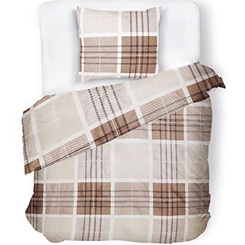 konsimo Braun Bettwäsche Set 140x200 cm - 100% Mikrofaser 1 Bettbezug + 1 Kissenbezüge von k. konsimo.