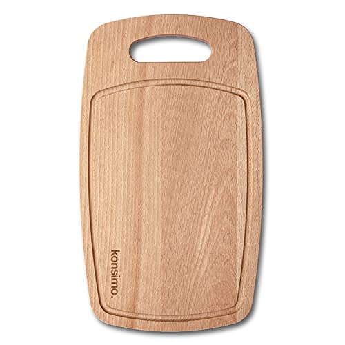 konsimo CHEFI Holz Schneidebrett Rechteckig Holzbrett Groß Massive Buche - 36x21x1,5 cm Braun von k. konsimo.